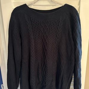 Tommy Hilfiger Navy boat-neck cableknit sweater L